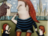 María José Romero, Granny en el Zoo, óleo sobre tela, 100 x 80 cm